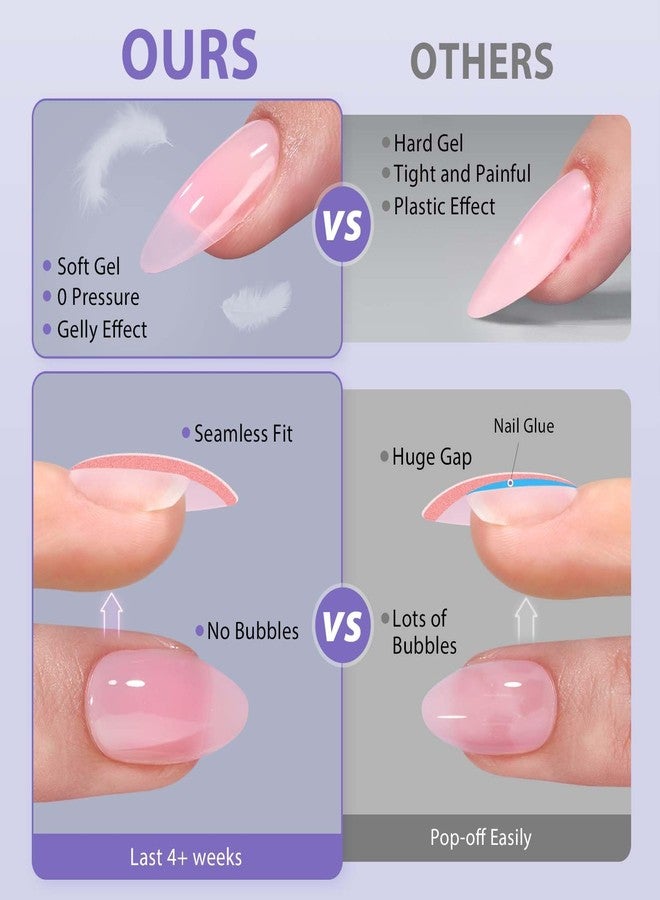 btartboxnails أطراف أظافر جل قصيرة بلون اللوز من BTArtboxnails - أطراف أظافر جل ناعمة بيضاء حليبية اللون مسبقًا، أظافر لاصقة بيضاء حليبية، أظافر طبيعية XCOATTIPS - Image 3